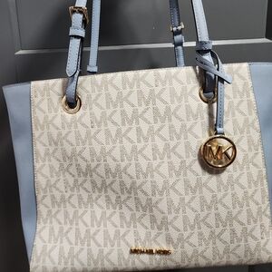 Michael Kors Blue and Cream Tote Bag